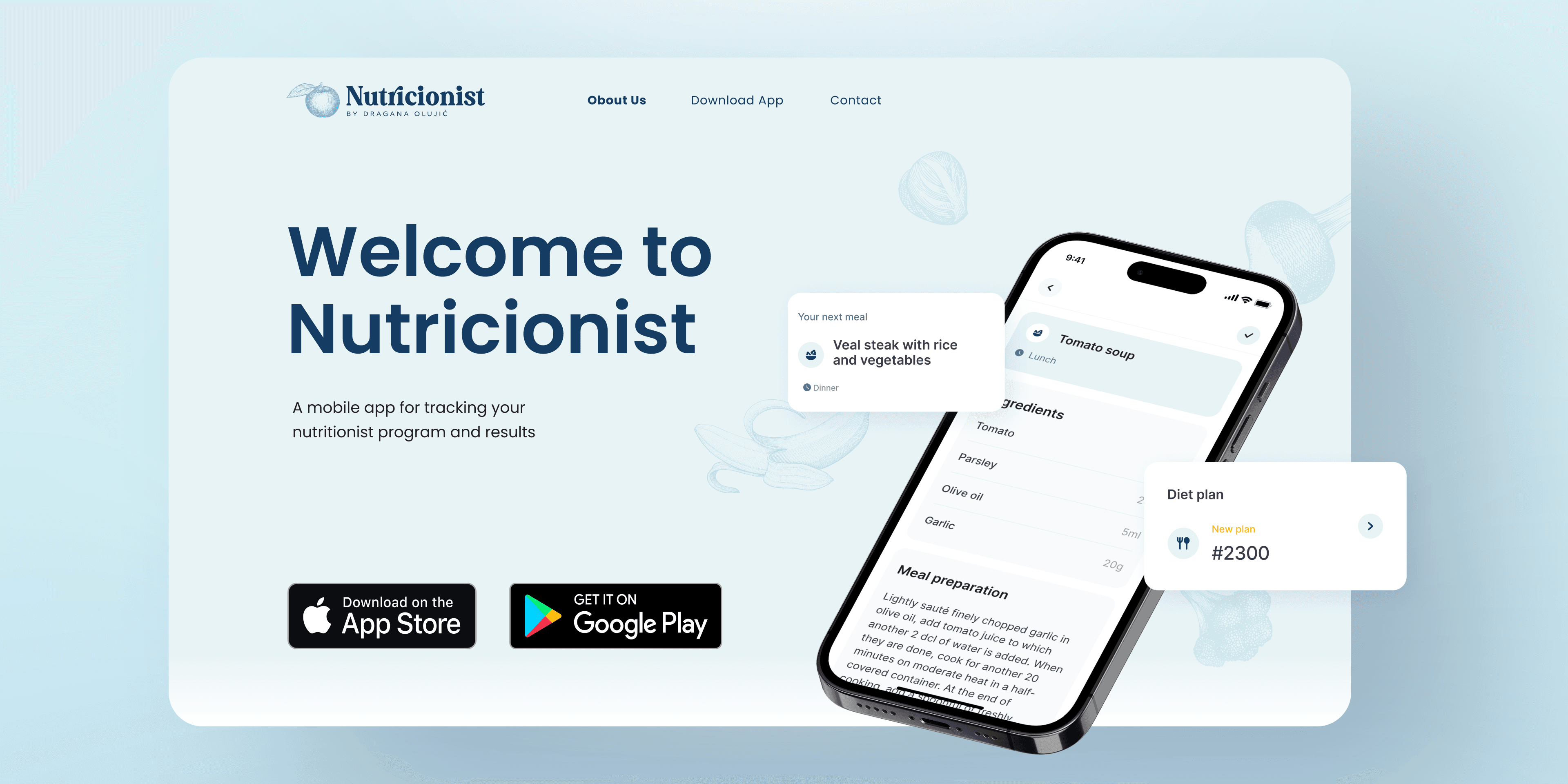 Nutricionist website landing wallpaper