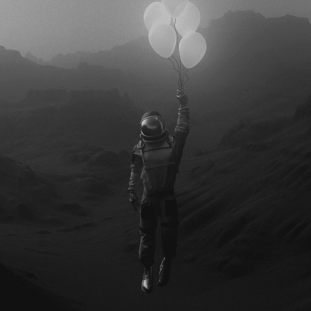 astronaut with baloons