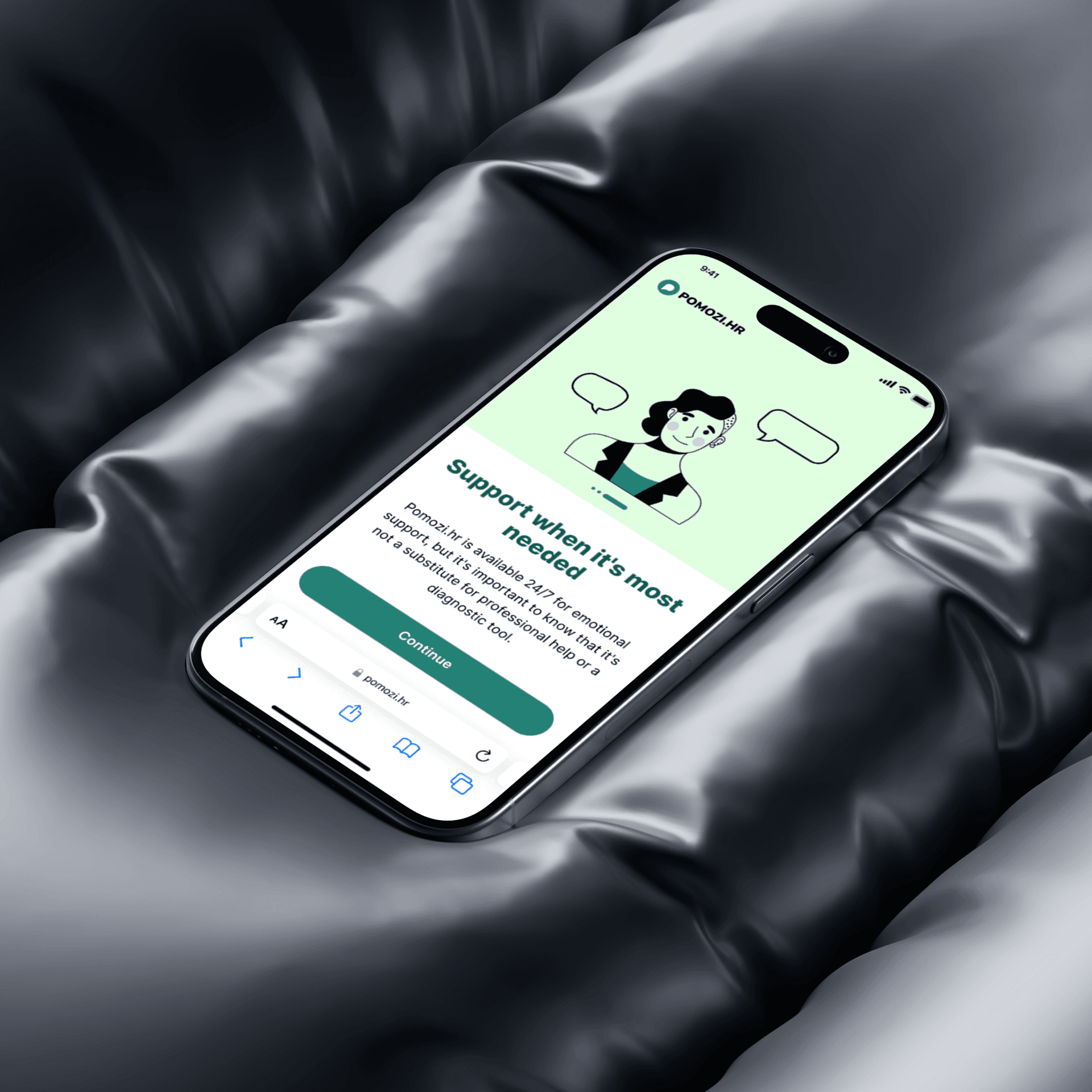 Pomozi.hr mobile screen mockup